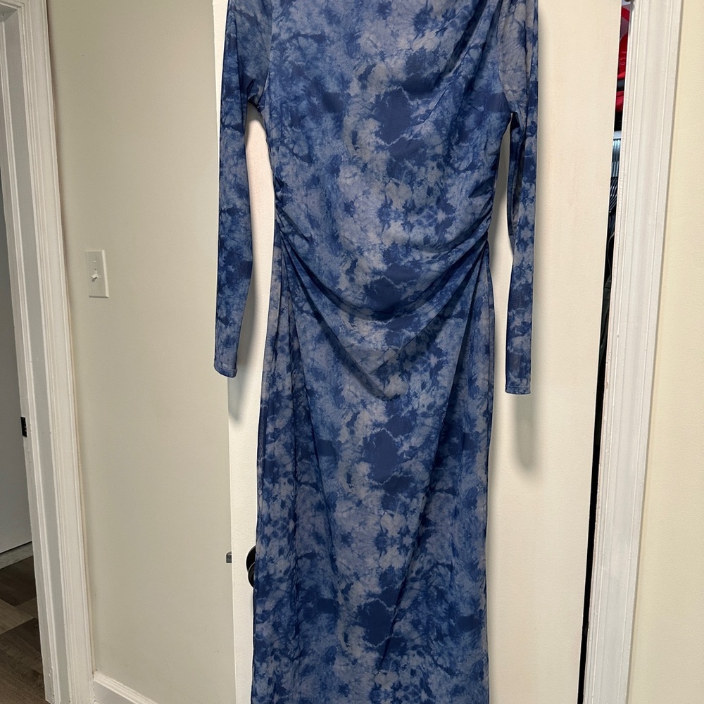 Primark Blue Patterned Long Sleeve Dress